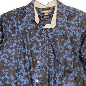 Michael Kors Black and Blue Design Button Up